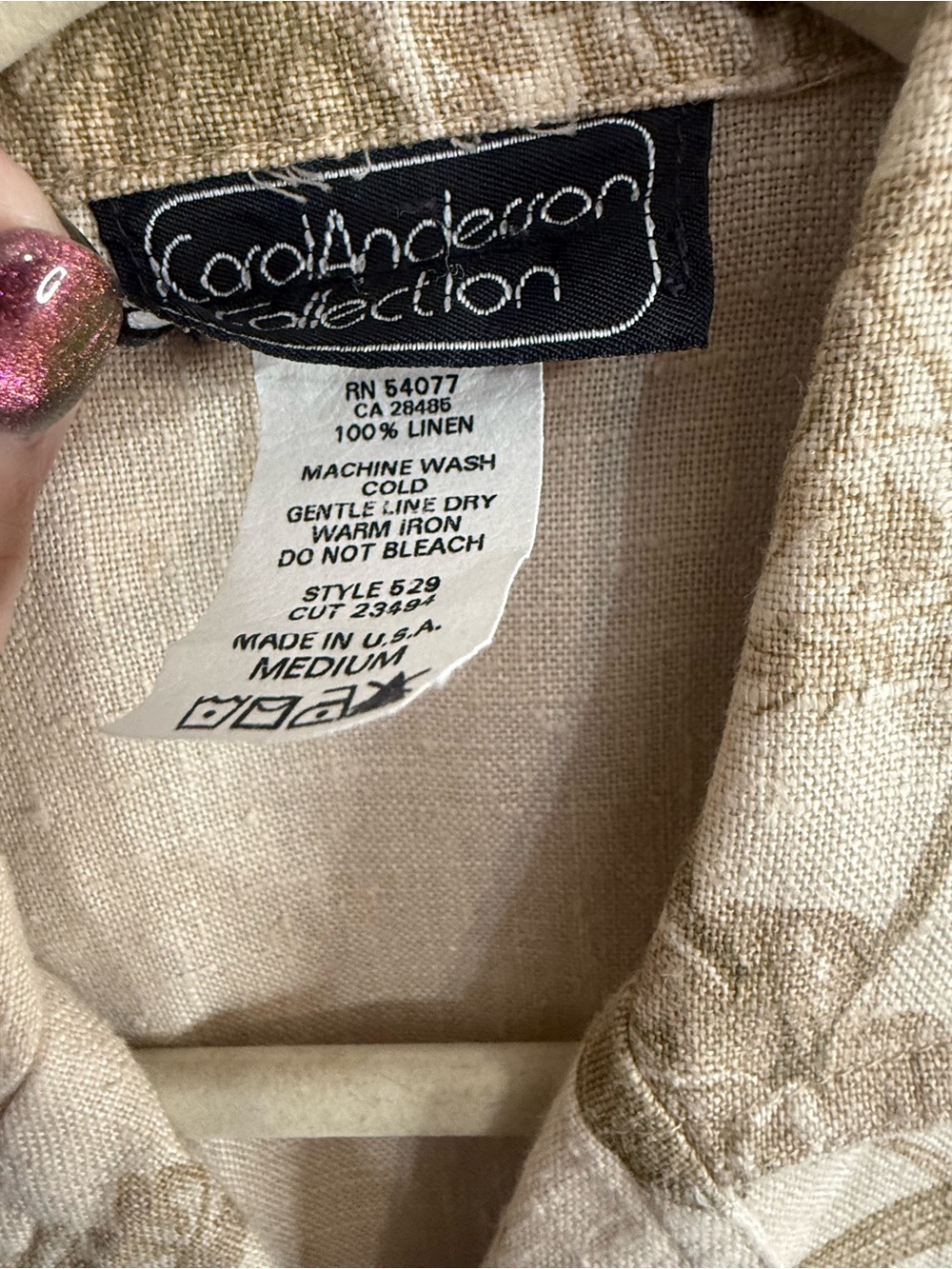 Vtg 90s Carol Anderson Linen Pants Vest Set M Cottagecore Coastal Grandma - Picture 10 of 11